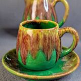 Service à café vintage 8 pièces Grès de Puisaye vers 1950