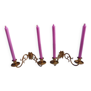 Paire de Bougeoirs en - bronze