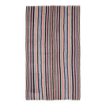 Vintage Turkish Hand-Knotted Wool Cotton Pink Kilim Area Rug 140x242