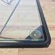 Table basse fil d'acier et plateau en verre