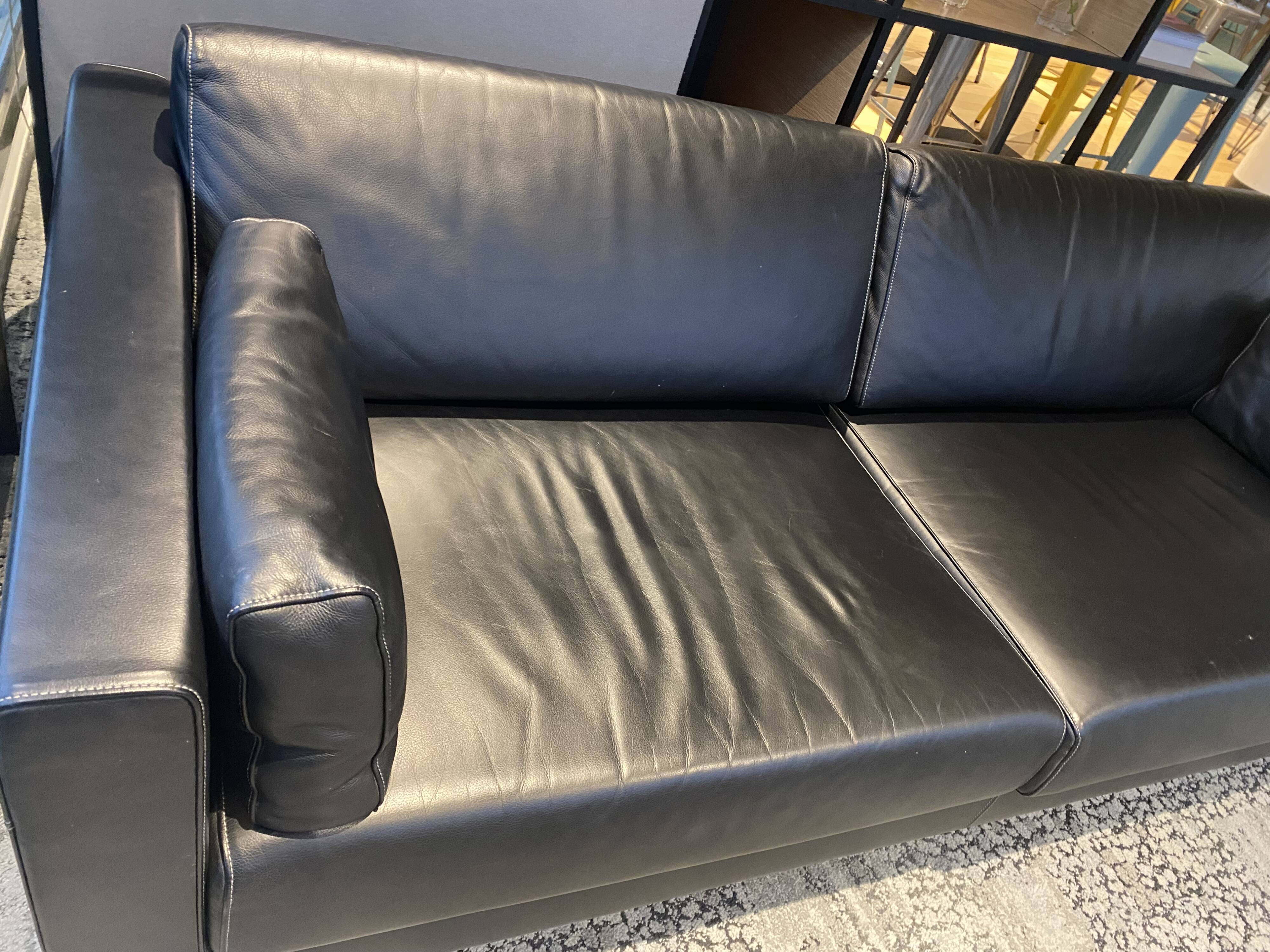 2 Vitra Park sofas by Jasper Morrison - Black leather