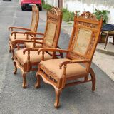 Series of 4 chairs in teak English colonies Ceylon circa 1960