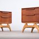 Teak Bedside Tables with Oak Frame, Denmark, 1960s, Set of 2