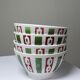 4 coffee bowls made of Badonviller earthenware, Art Deco decor from the vintage 1940s-1950s.