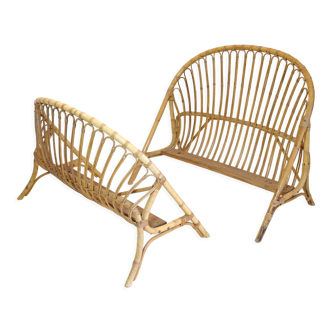 Rattan basket bed from the 60s-70s.