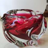 Empty pocket/Ashtray in blown Art glass, Murano. Ruby red, 1960