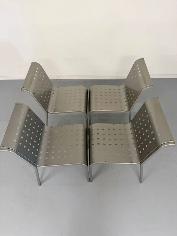4 chaises en aluminium design italien des années 90 Calligaris italy