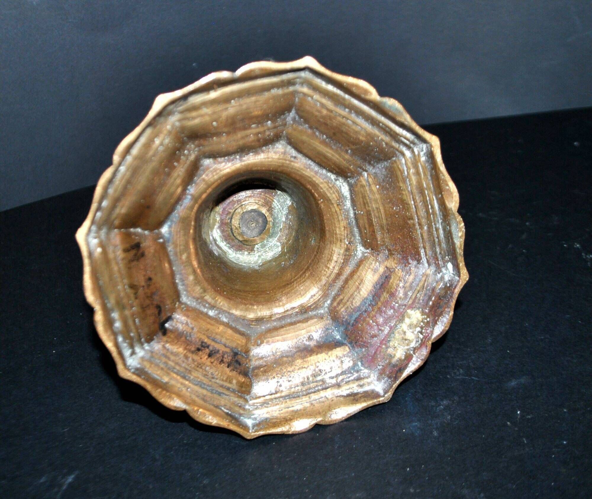 Antique bronze candlestick 18th century octagonal carved chandelier Louis XIV 23.5 cm