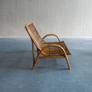 Mid-century rattan & bamboo two-seater lounge sofa