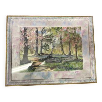 Tableau aquarelle ann dunbar « verger de printemps » 30x40 cm