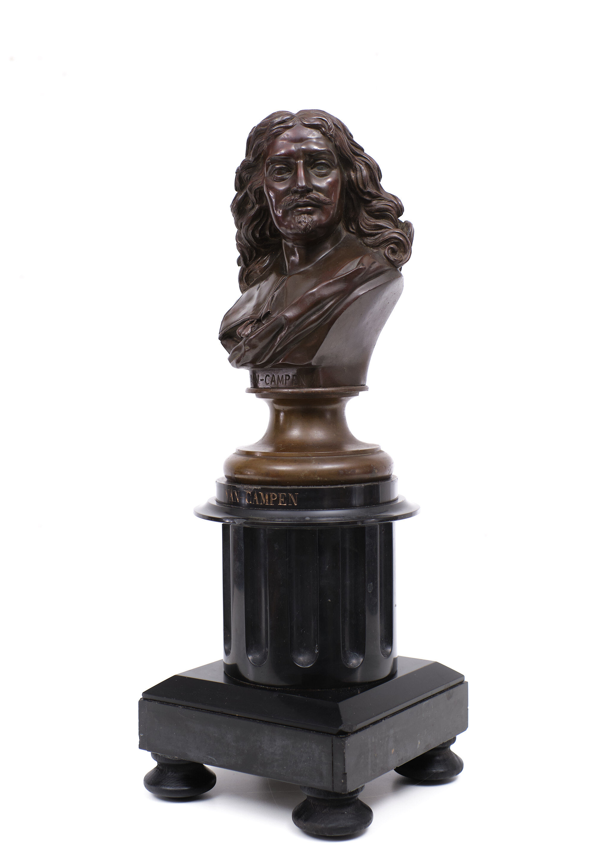 Bronze bust jacob van campen, 1595 - 1675, sculptor jacques elion 1842-1893