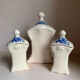 Delf 1895 M spice jars for sugar, pepper and salt in porcelain