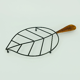 Danish modern leaf-shaped coaster metal and leather 1950s 60s
