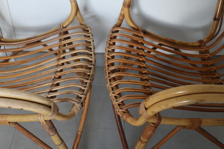 2 fauteuils rotin adulte 1960