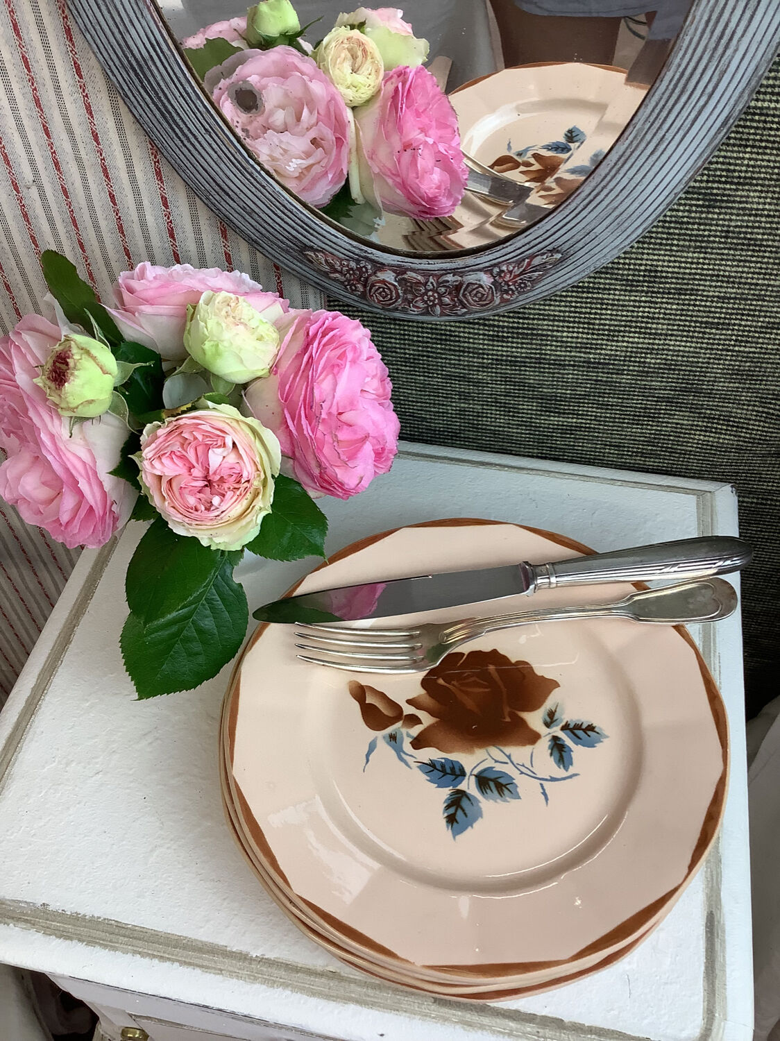 6 old flat plates made in france digoin sarreguemines