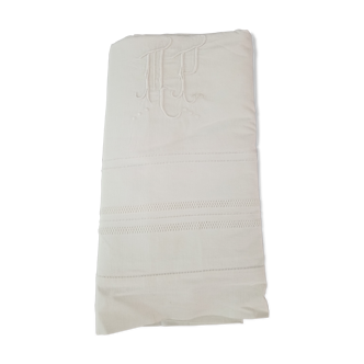 Former embroidered sheet monogram MP embroidery open day row sheets 320 x 200 cm