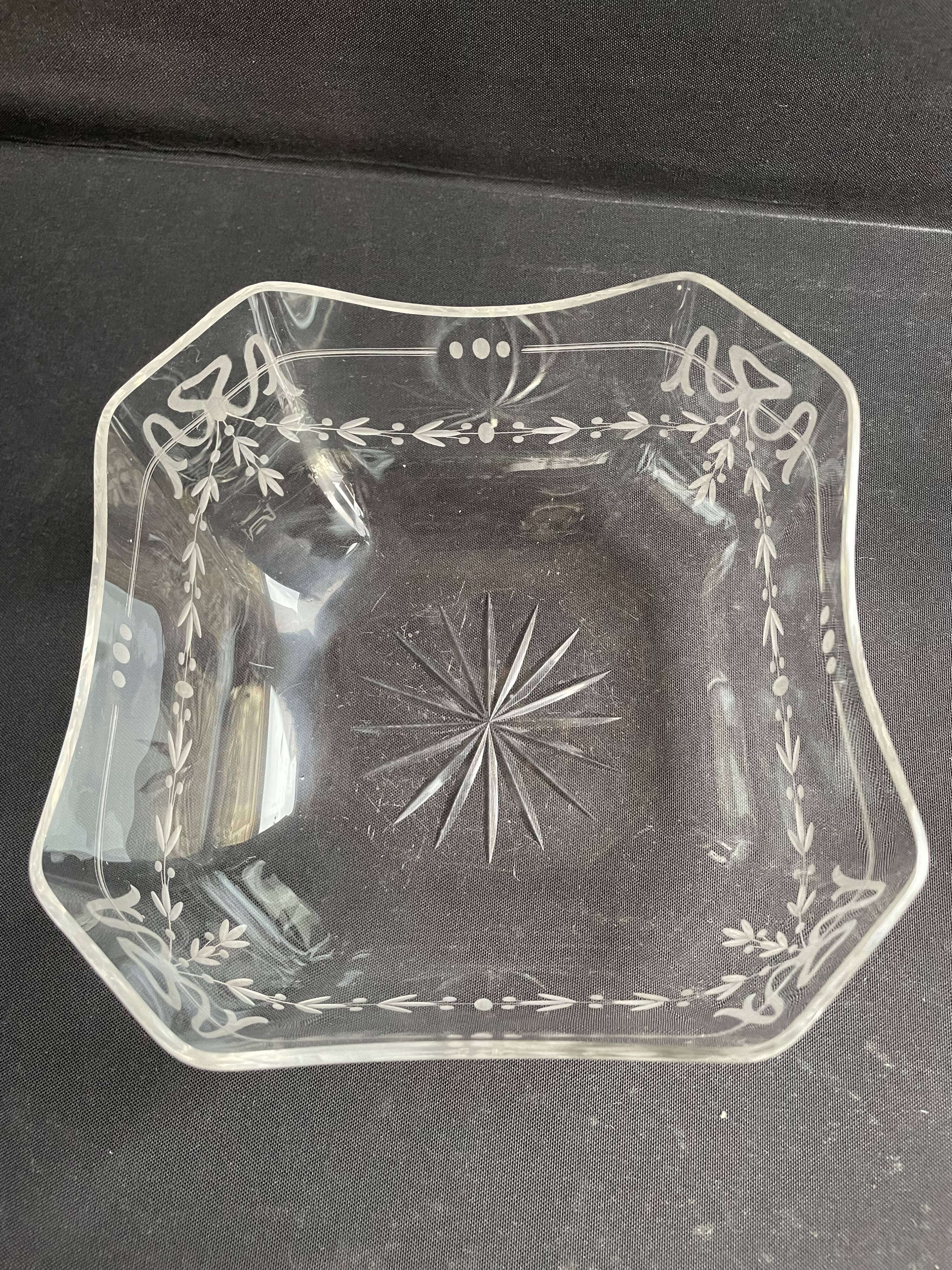2 Louis XVI style cut crystal salad bowls