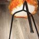 Stool rug tripod vintage orange psychedelic 1970