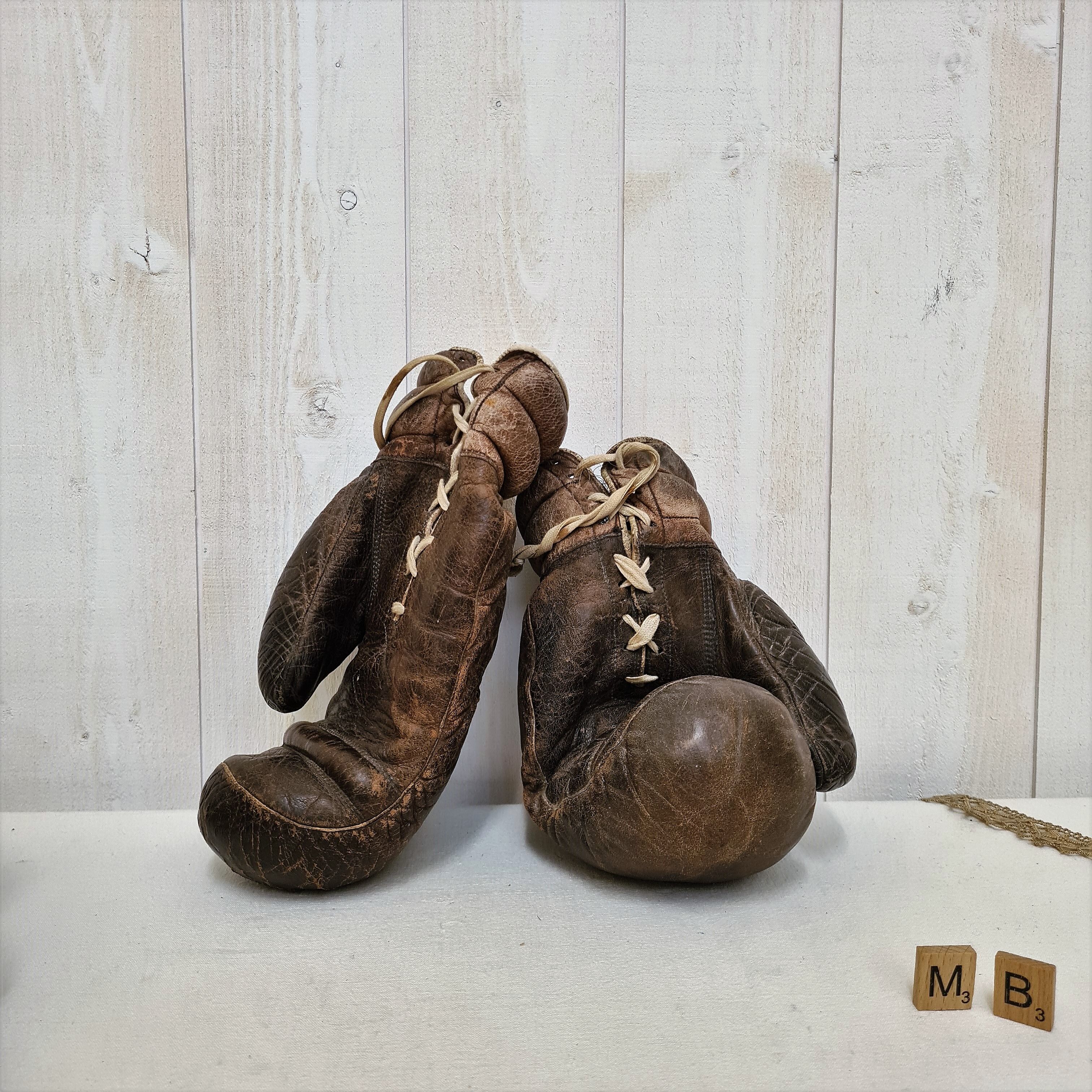 Vintage leather boxing gloves