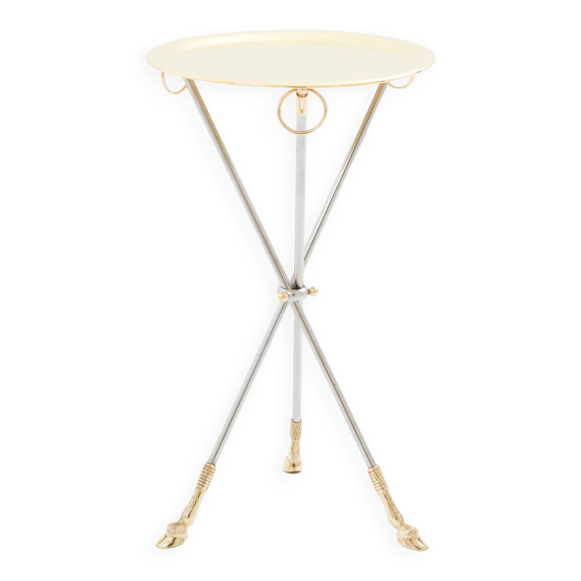 Brass steel pedestal table with removable top signed Alberto Orlandi 1970