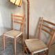 Pair of vintage chairs 1960-80's in beech braided rope