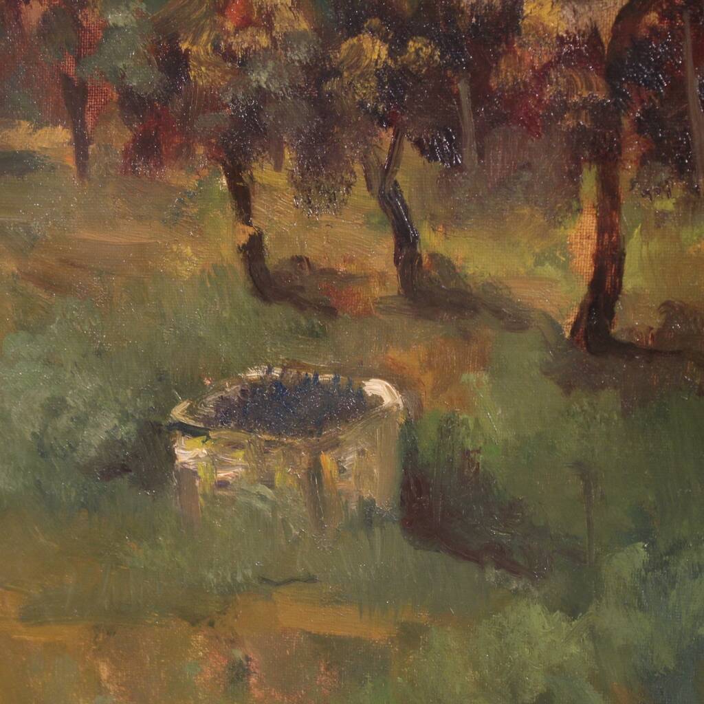 20th-century Italian landscape painting The Vineyard in Druento