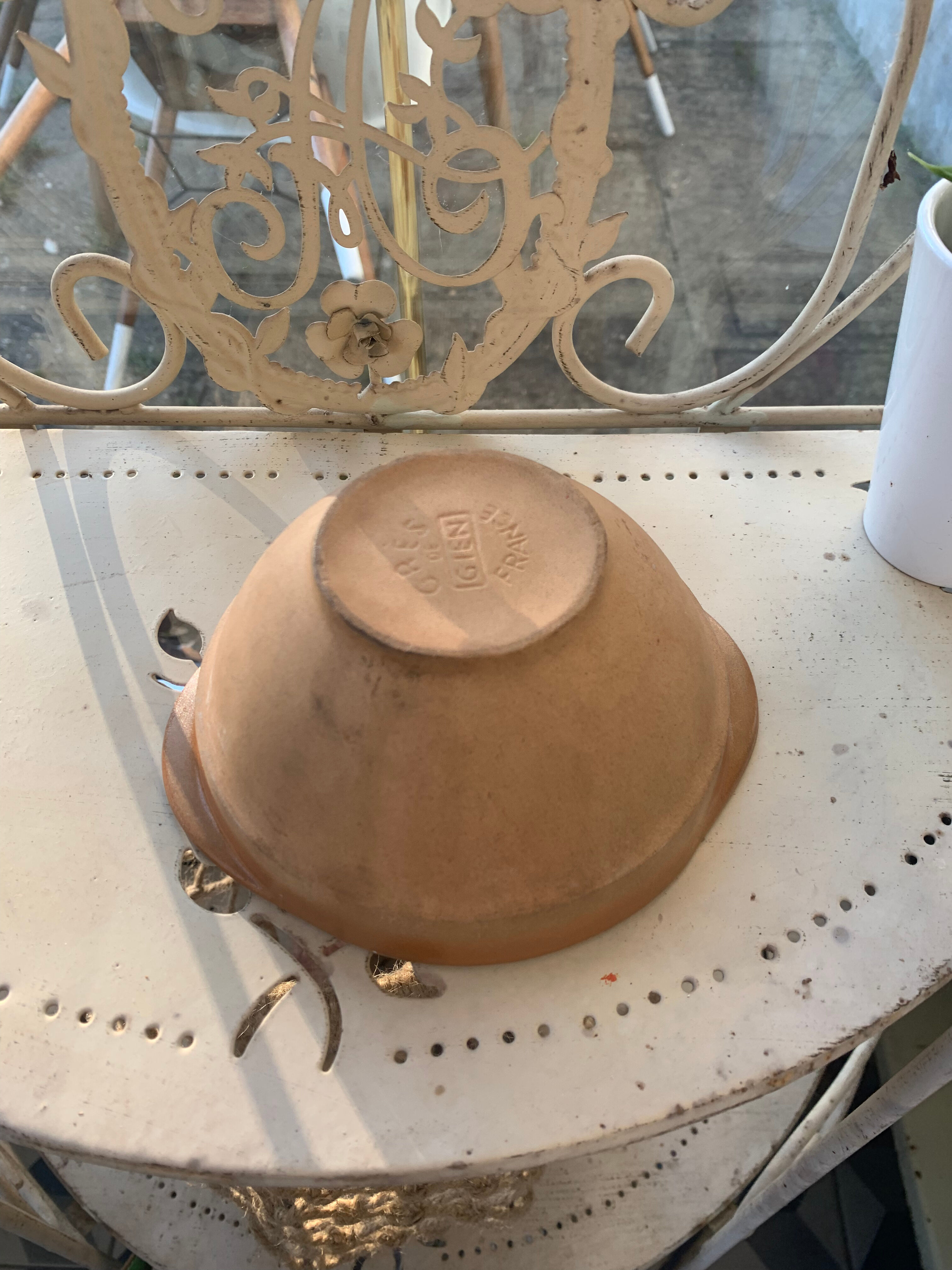 4 bowls in eared stoneware, vintage Gien France sandstone