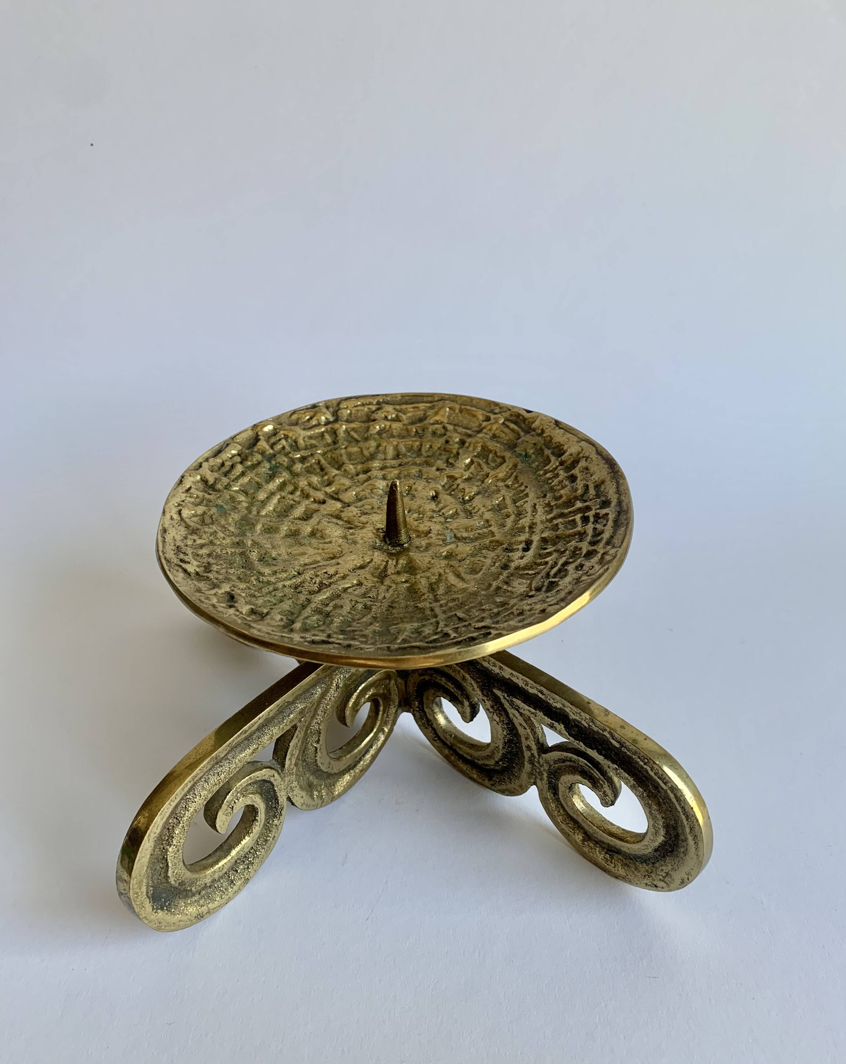 Brutalist bronze candleholder, 1970s
