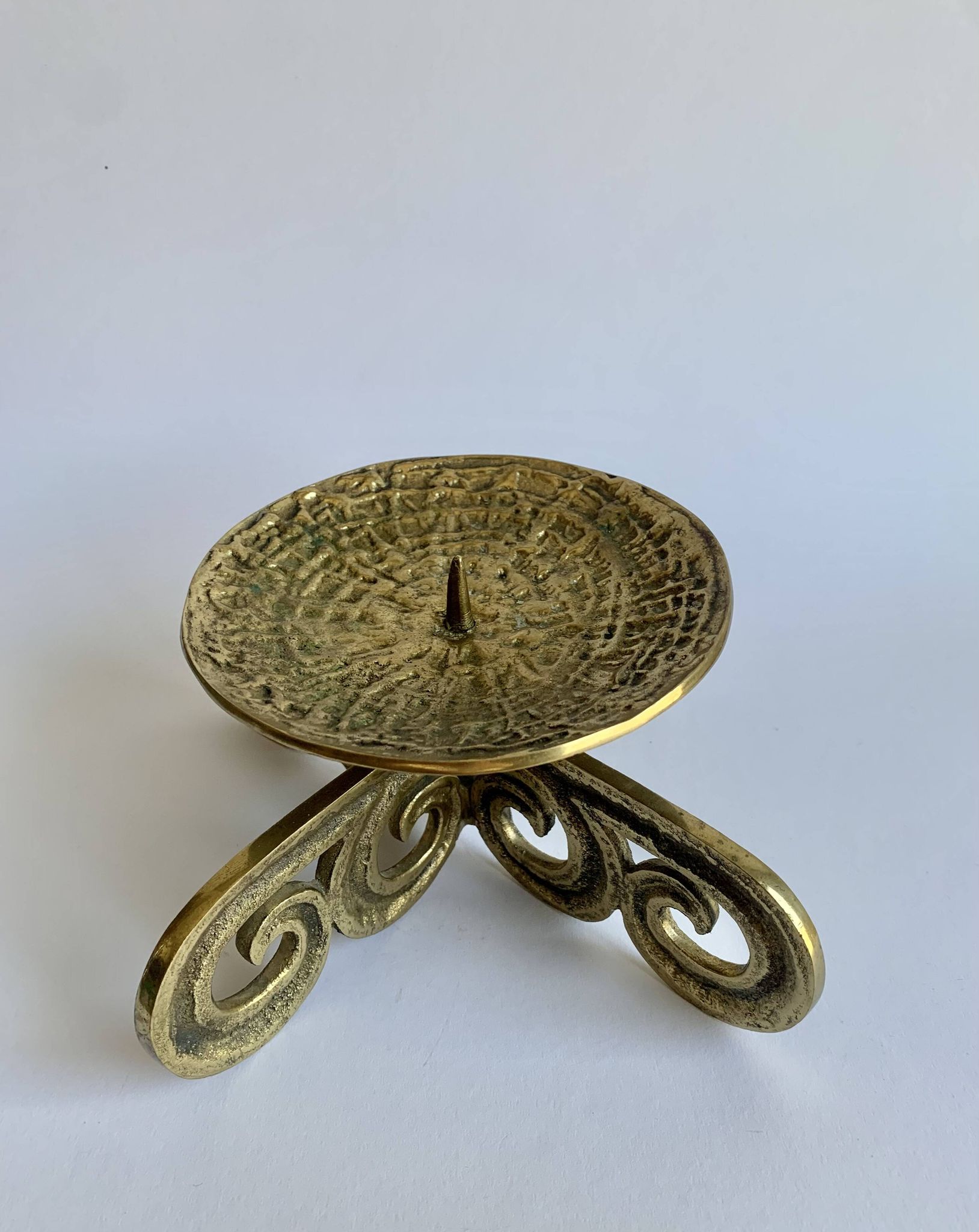 Brutalist bronze candleholder, 1970s