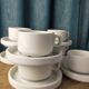 7 sarreguemines bistro cups and saucers - cnp - white porcelain