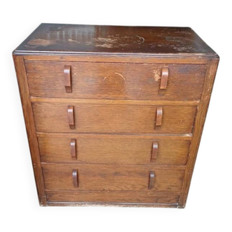 Antique oak chest of drawers, signed Bobby & Co Ltd.