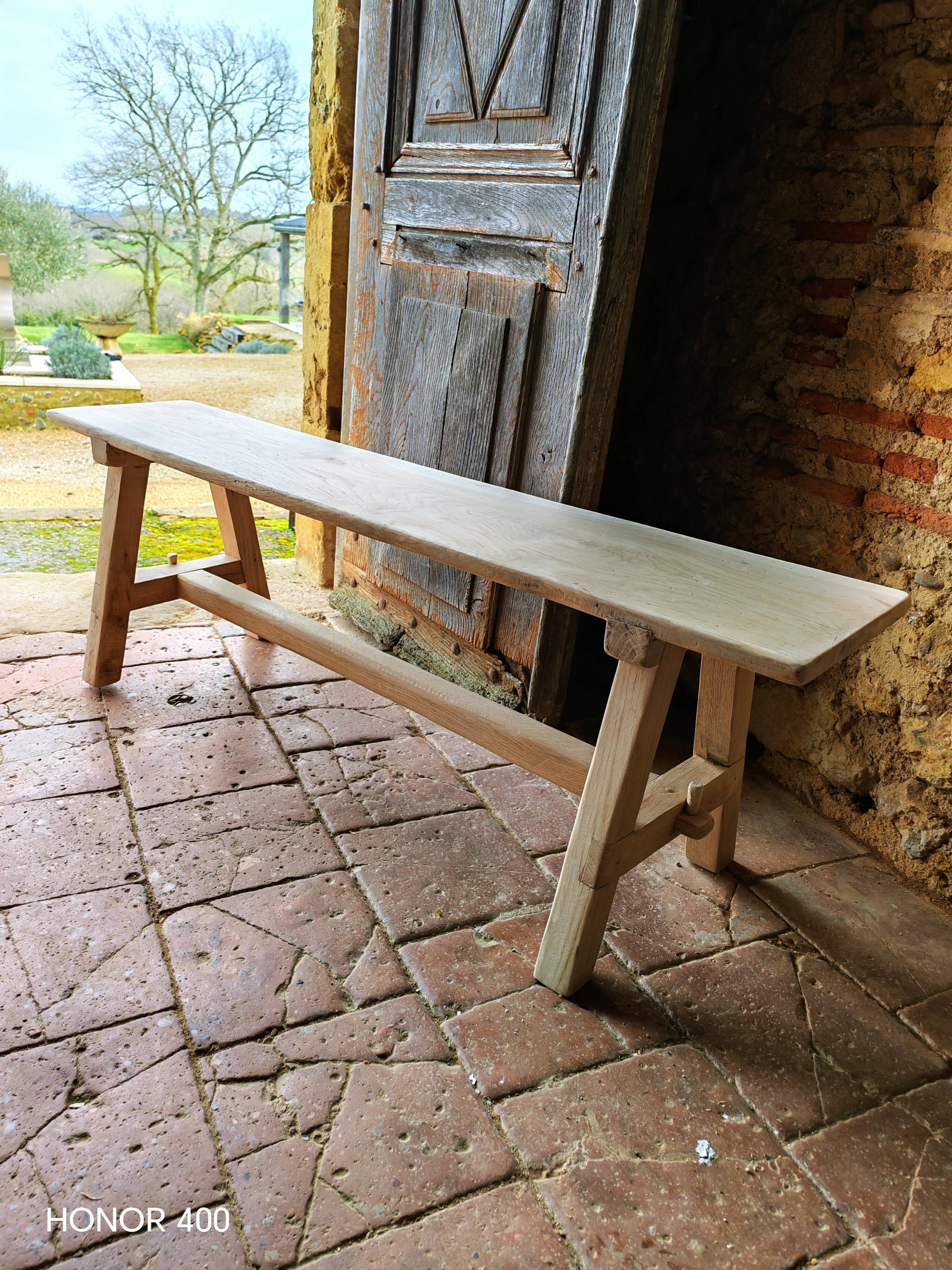 Banc en chêne massif, Rustique,Brut.