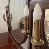 Louis XVI style dressing table – marquetry, oval mirror.
