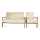 Set of vintage beige boucle sofa and armchair, 1970s