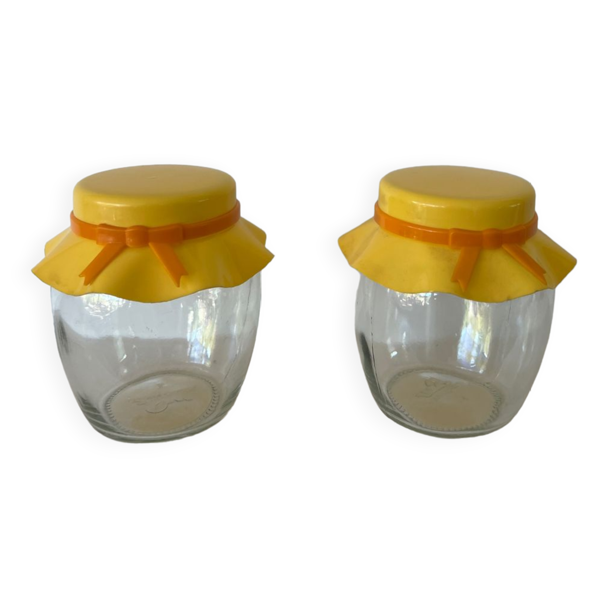 Vintage orange seventies jam jars