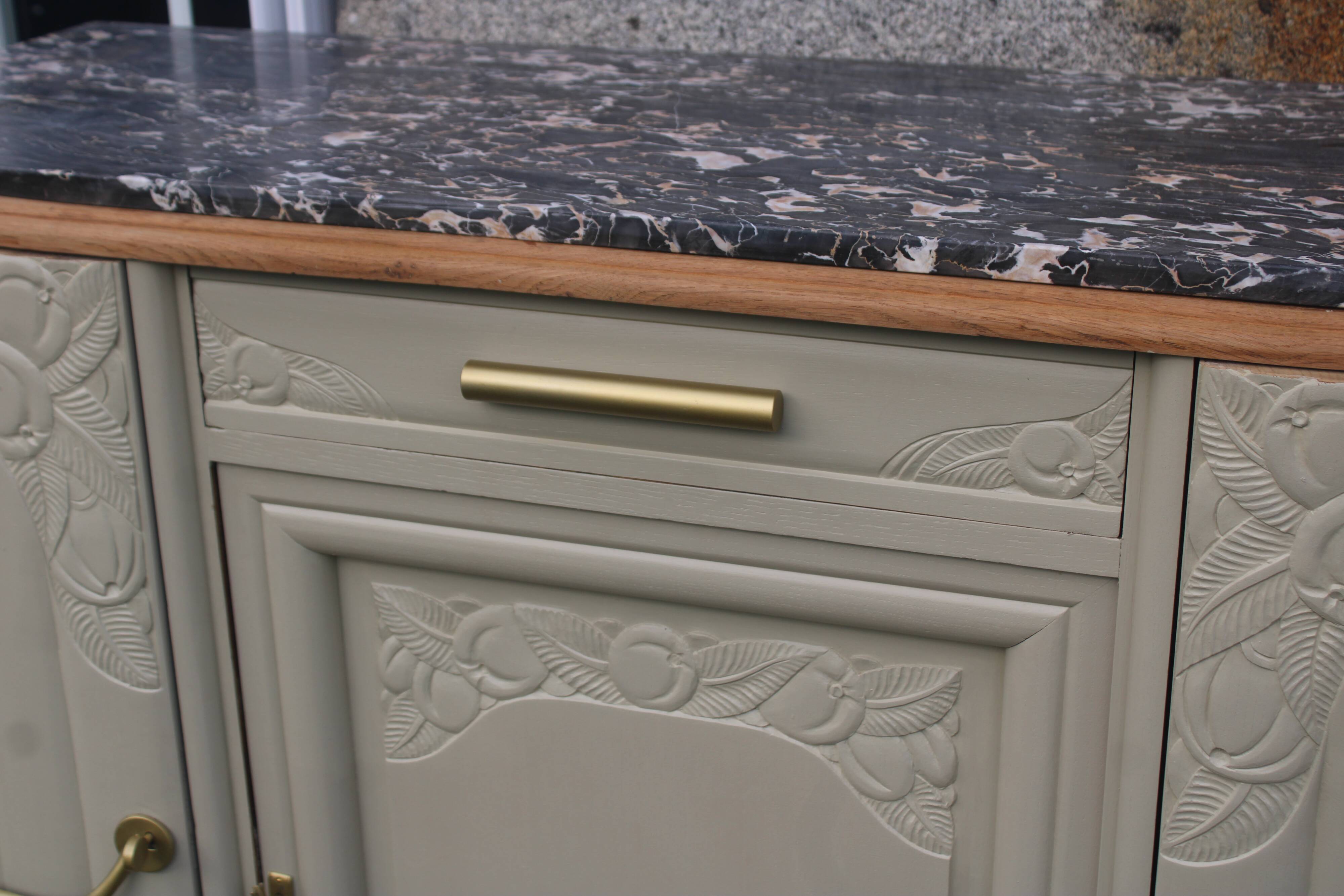 Art Deco sideboard in renovated solid oak – marble top