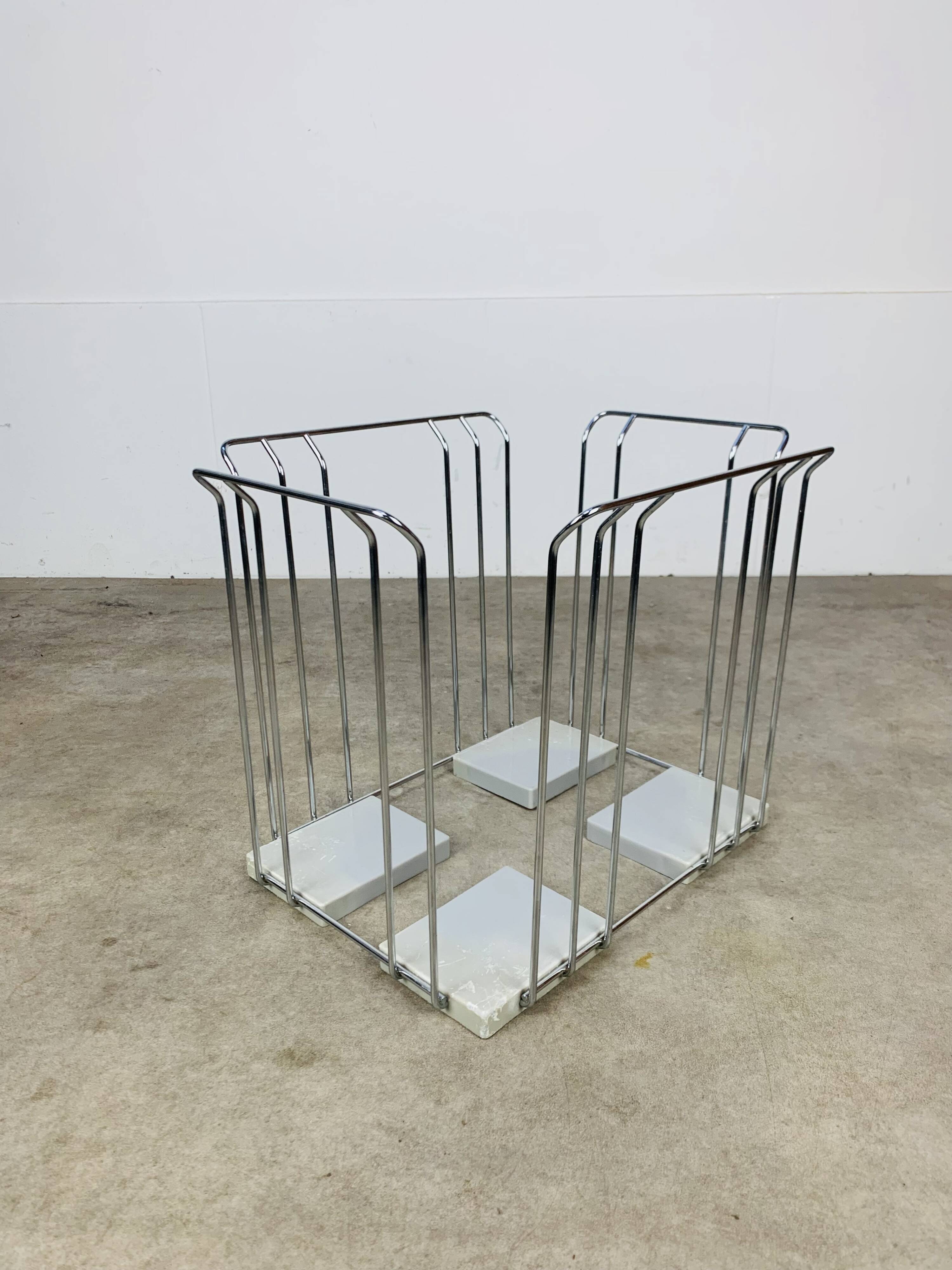 Vintage chrome metal magazine rack