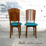 A set of 6 completely renovated turquoise chairs.
