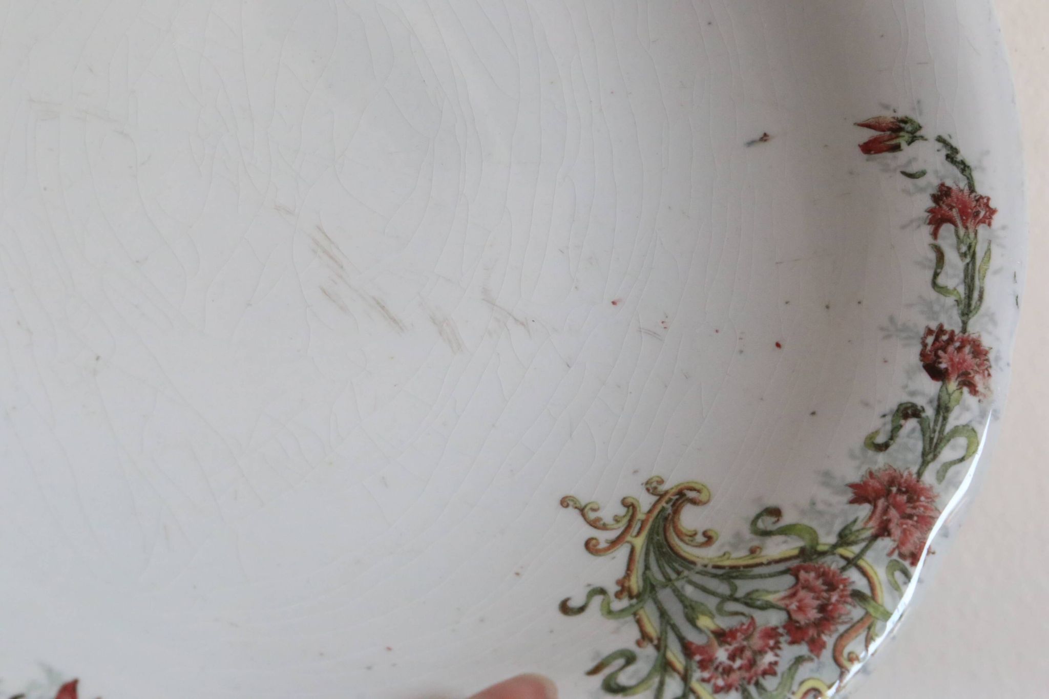 Antique dish, polychrome ironstone compote dish, “Guirlandes” model from the