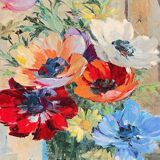 TABLEAU Vintage Bouquet d'anémones