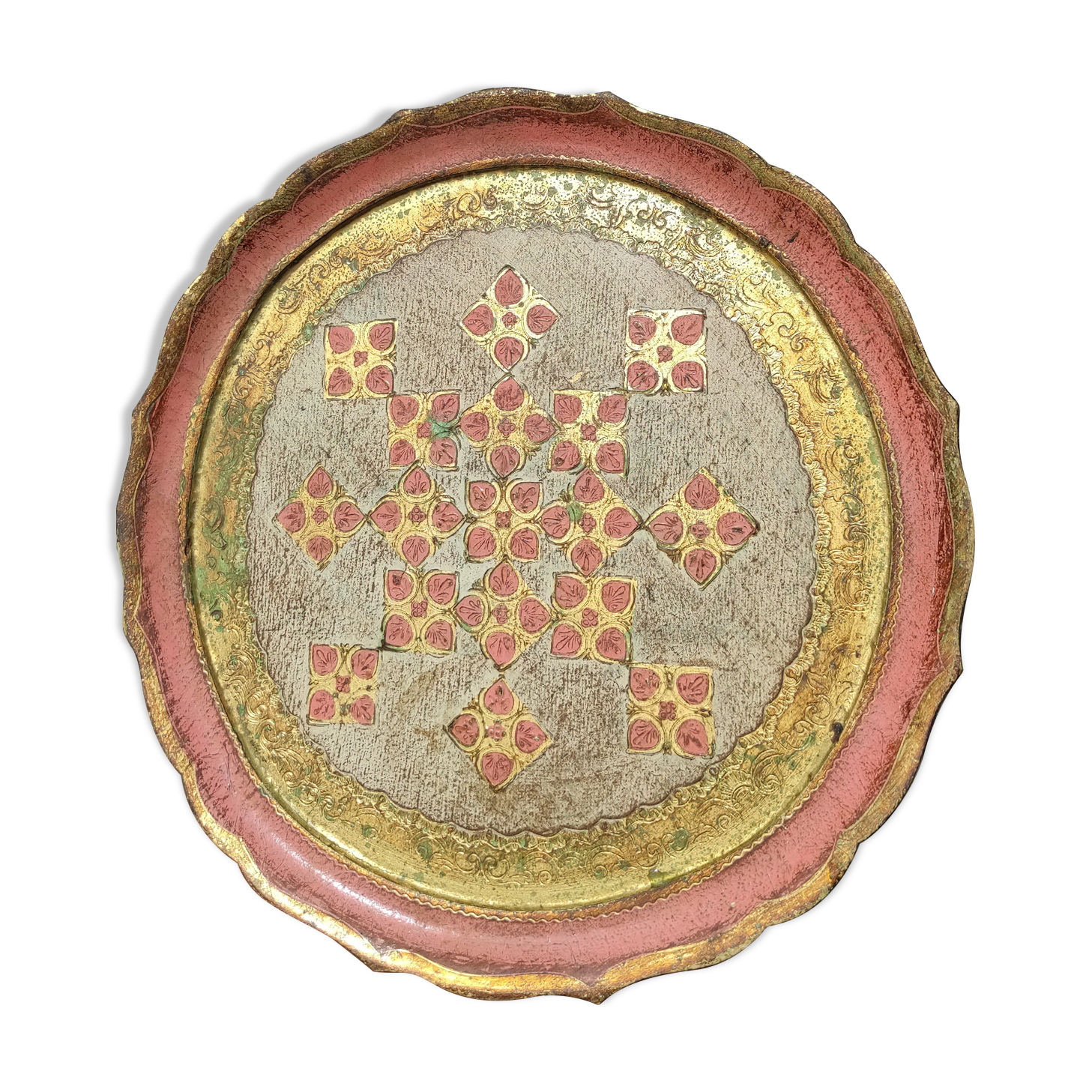 Pink and golden Florentine round top