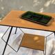 Small table, vintage Scandinavian TV unit in metal and wood, renovated.