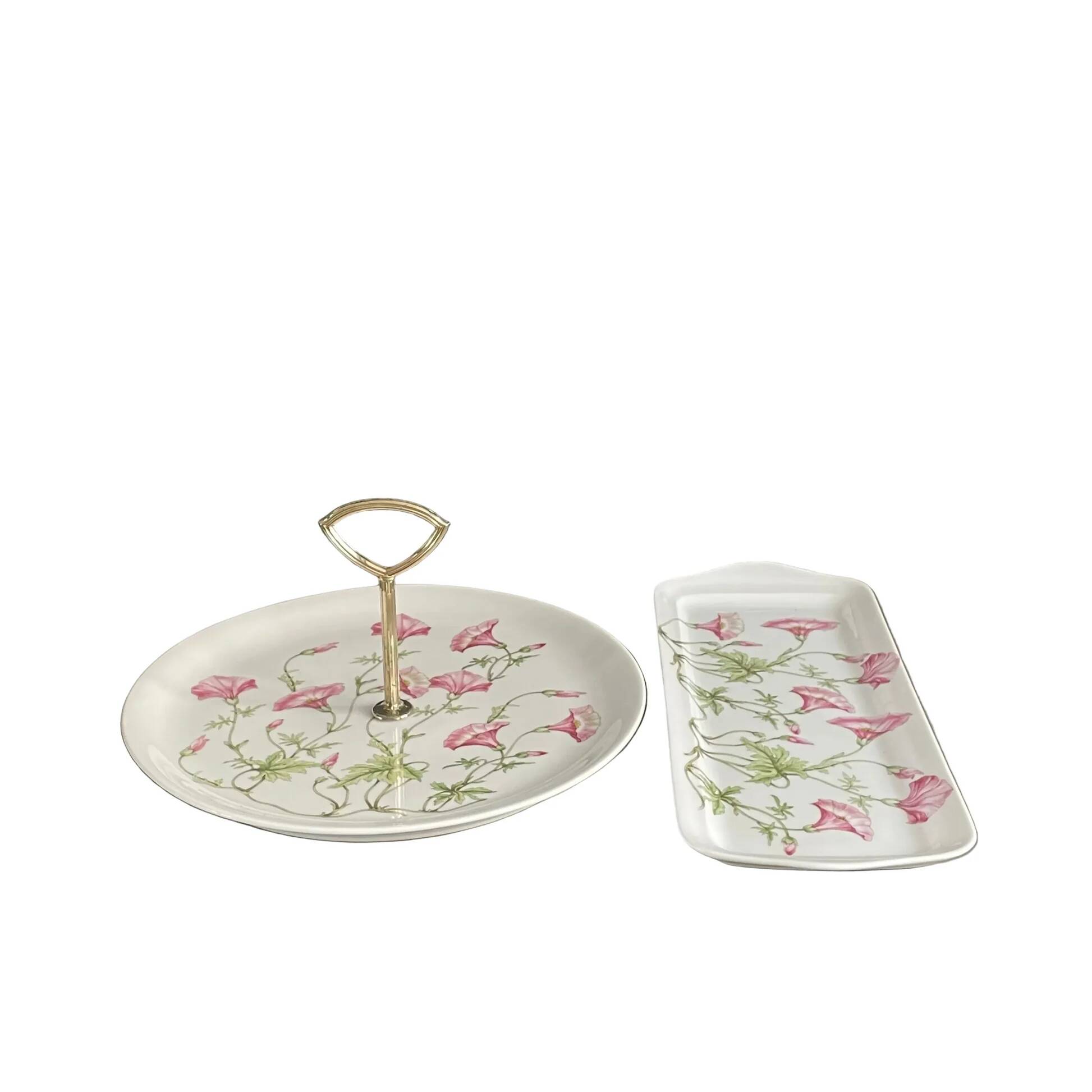Set of 2 porcelain dishes Pillivuyt Liserons pattern