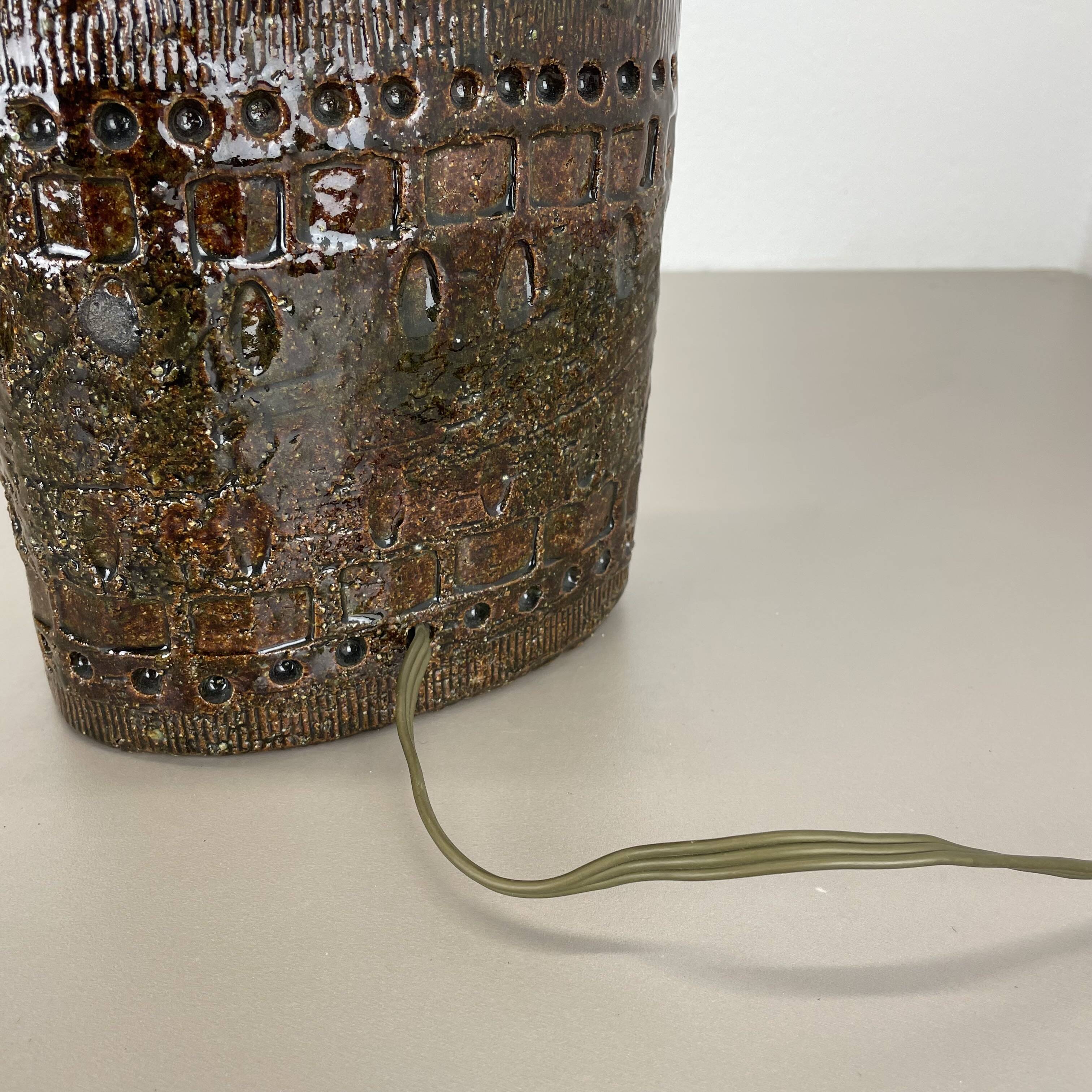 Large 25cm Abstract Ceramic Table Lamp with Pattern attributed to Bitossi, Italy, 1970s