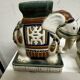 Pair of ceramic elephant plant stands polychrome sculpture - India