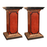19th Century Italian Faux Marble Lacquer Architectural Pedestals or Columns, Set of 2