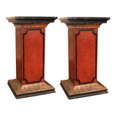 19th Century Italian Faux Marble Lacquer Architectural Pedestals or Columns, Set of 2