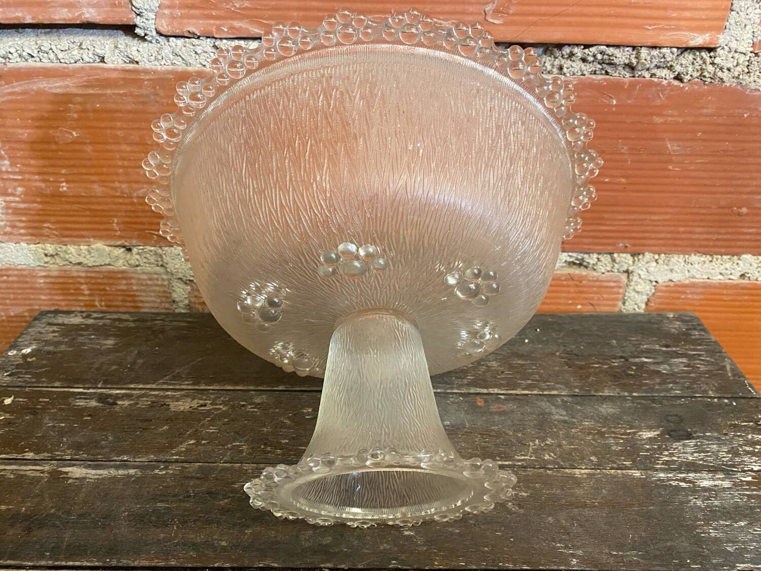 Masserini barocco fruit bowl pair moulded glass bead row vintage