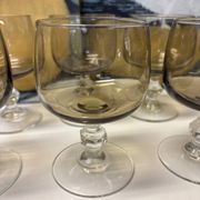 Set of 6 vintage smoked glass glasses