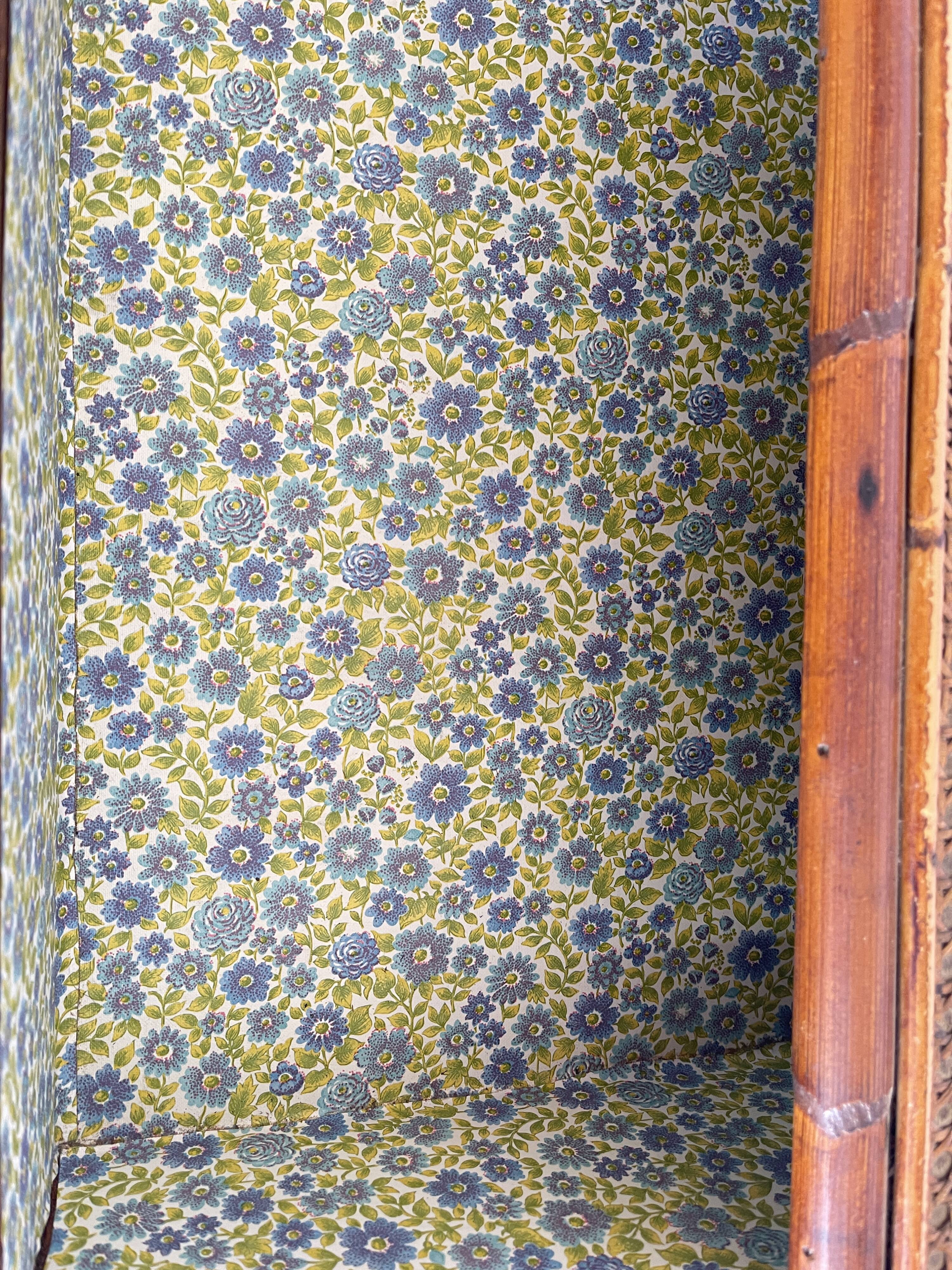 Commode  vintage en rotin et cannage